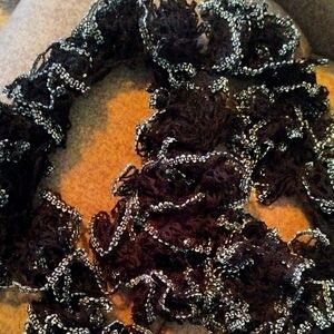 Elegant Black and Silver Ruffle Scarf hand made